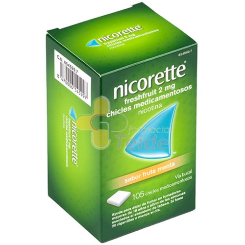 NICORETTE FRESHFRUIT 2 mg CHICLES MEDICAMENTOSOS, 105 chicles