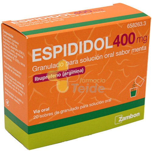 ESPIDIDOL 400 mg GRANULADO PARA SOLUCION ORAL SABOR MENTA , 20 sobres