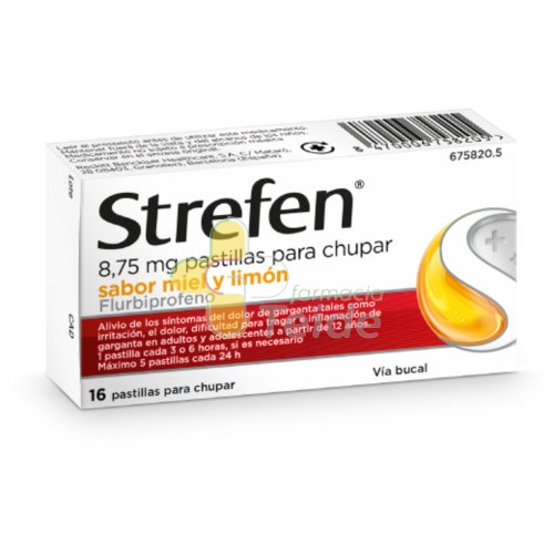 STREFEN 8,75 mg PASTILLAS PARA CHUPAR SABOR MIEL Y LIMON, 16 pastillas