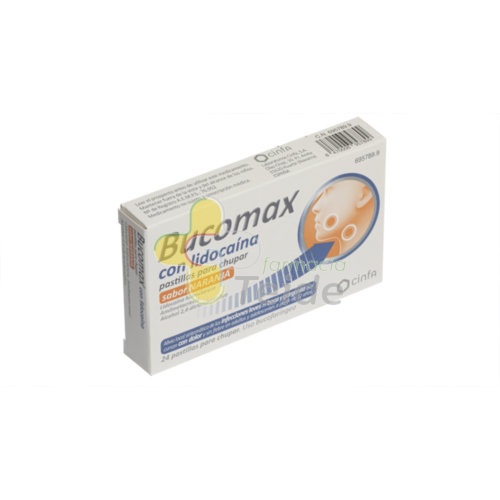 BUCOMAX CON LIDOCAINA PASTILLAS PARA CHUPAR SABOR NARANJA, 24 pastillas