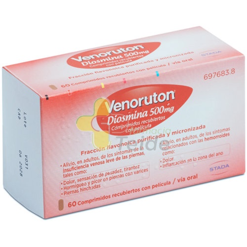 VENORUTON DIOSMINA 500 MG COMPRIMIDOS RECUBIERTOS CON PELICULA, 60 comprimidos