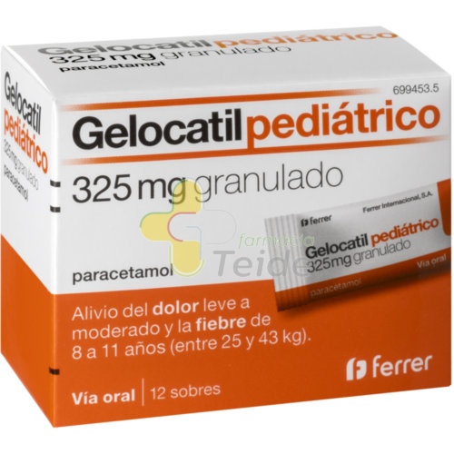 GELOCATIL PEDIATRICO 325 mg granulado , 12 sobres