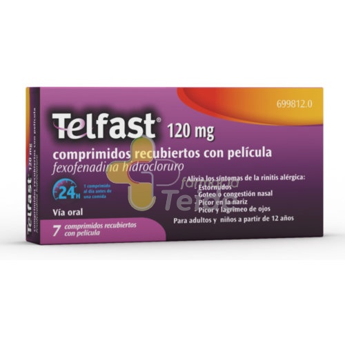 TELFAST 120 mg COMPRIMIDOS RECUBIERTOS CON PELICULA , 7 comprimidos