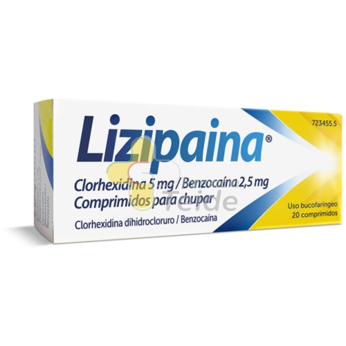 LIZIPAINA CLORHEXIDINA 5 MG/BENZOCAINA 2,5 MG COMPRIMIDOS PARA CHUPAR ,20 comprimidos