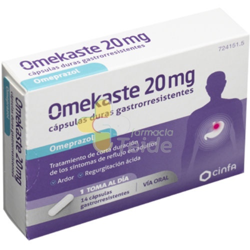 OMEKASTE 20 MG CAPSULAS DURAS GASTRORRESISTENTES, 14 cápsulas (Blister PVC-PVDC/Al)
