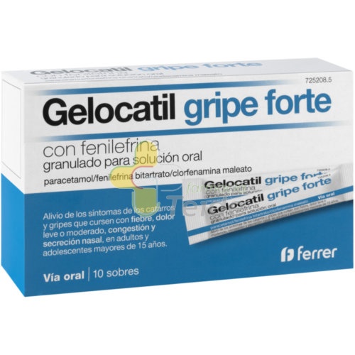 GELOCATIL GRIPE FORTE CON FENILEFRINA GRANULADO PARA SOLUCION ORAL 10 sobres