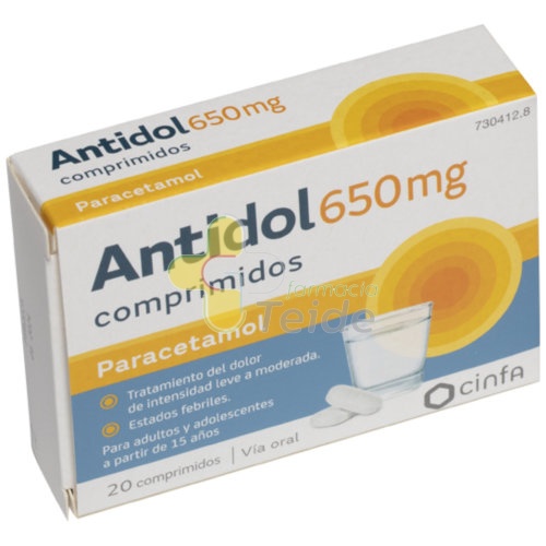 ANTIDOL 650 MG COMPRIMIDOS , 20 comprimidos