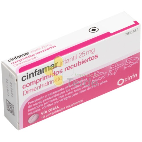 CINFAMAR INFANTIL 25 mg COMPRIMIDOS RECUBIERTOS , 10 comprimidos
