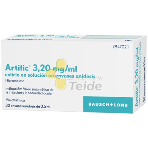 ARTIFIC 3,20 mg/ml COLIRIO EN SOLUCION EN ENVASE  UNIDOSIS , 30 envases unidosis de 0,5 ml
