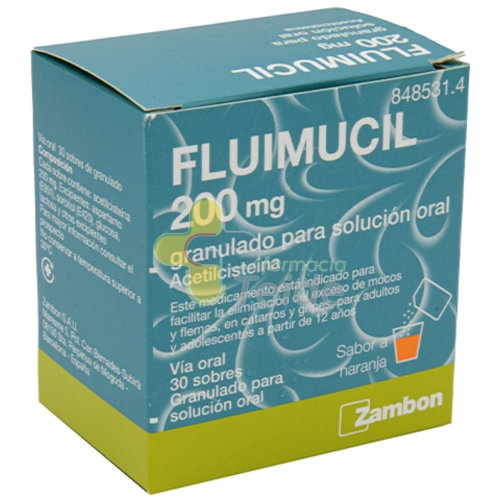 FLUIMUCIL 200 mg GRANULADO PARA SOLUCION ORAL , 30 sobres