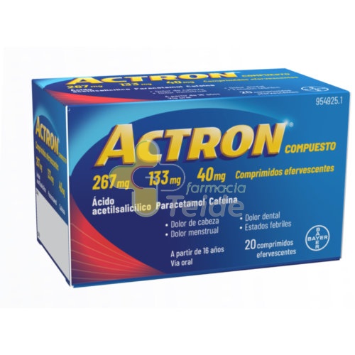 ACTRON COMPUESTO 267 MG/133 MG/40 MG COMPRIMIDOS EFERVESCENTES , 20 comprimidos