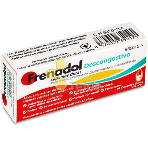 FRENADOL DESCONGESTIVO CAPSULAS DURAS, 16 cápsulas