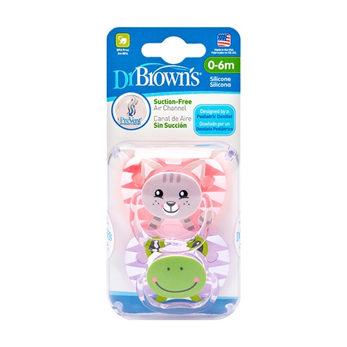 Chupete silicona - dr brown´s prevent classic animal faces (niña 0-6 m t-1)