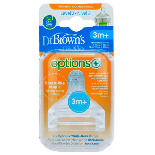 Tetina silicona boca ancha options+ - dr brown´s natural flow (nivel 2 2 u)