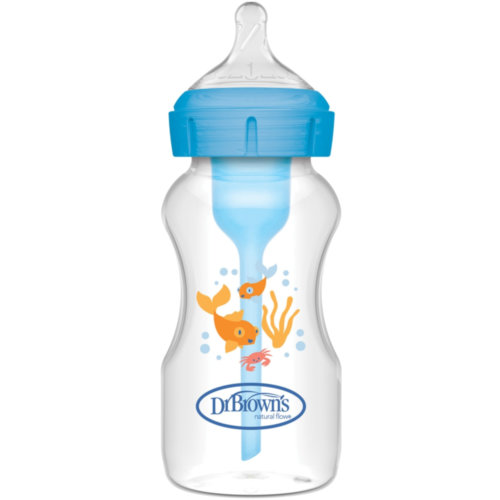 Biberon tetina silicona boca ancha dr brown´s natural flow options+ 1 unidad 270 ml azul bosque - dr