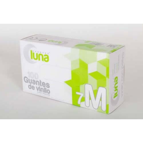 Guantes vinilo luna c/polvo t/m 1