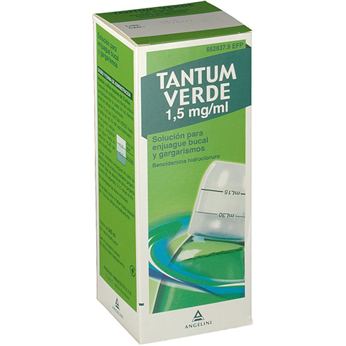 TANTUM VERDE 1,5 mg/ml SOLUCION PARA GARGARISMOS Y ENJUAGUE BUCAL , 1 frasco de 240 ml