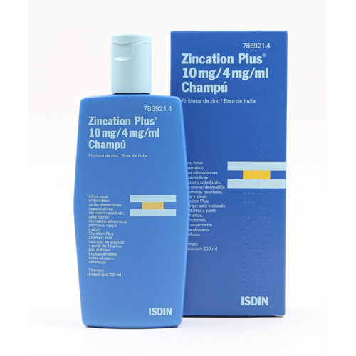 ZINCATION PLUS 10 mg/4 mg/ml CHAMPU , 1 frasco de 200 ml