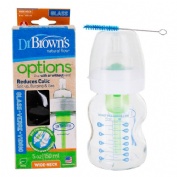 Biberon vidrio anticolico tetina silicona - dr brown´s natural flow options (150 ml 2 u boca ancha)