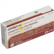 CINFAMAR CAFEINA 50 mg/50 mg COMPRIMIDOS RECUBIERTOS , 10 comprimidos