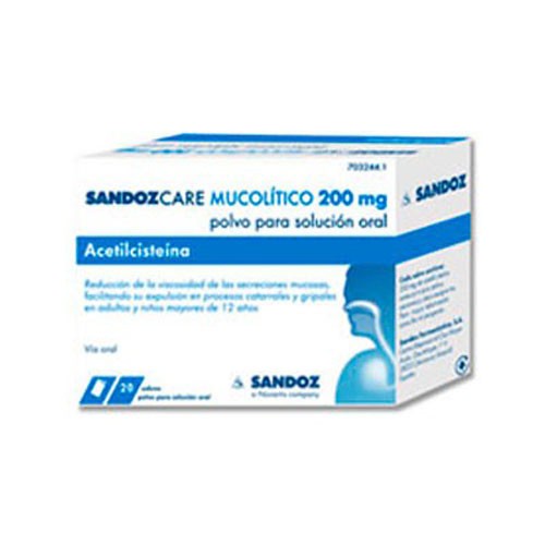 ACETILCISTEINA SANDOZ CARE 200 mg POLVO PARA SOLUCIÓN ORAL , 20 sobres