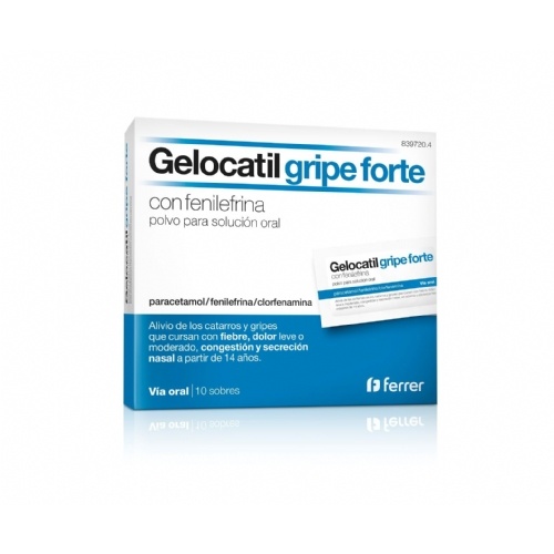 GELOCATIL GRIPE FORTE CON FENILEFRINA POLVO PARA SOLUCION ORAL , 10 sobres