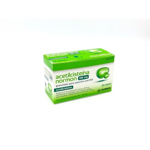 ACETILCISTEINA NORMON 200 mg GRANULADO PARA SOLUCION ORAL EFG , 30 sobres